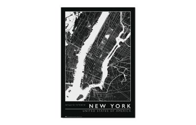 Bild på musmatta Poster New York stadskarta i färgen Svart, Vit mot vit bakgrund.