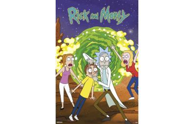Bild på musmatta Poster Rick & Morty Portal i färgen Grön, Blå från Rick & Morty mot vit bakgrund.