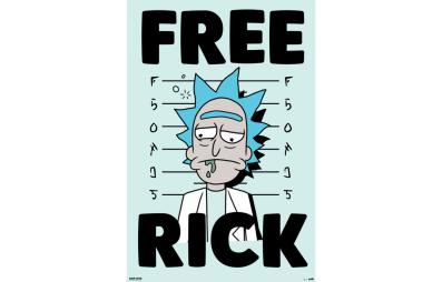 Bild på musmatta Poster Rick & Morty Free Rick i färgen Blå, Svart från Rick & Morty mot vit bakgrund.