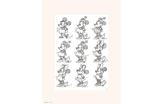 Bild på musmatta Konsttryck Mimmi Sketch i färgen Grå, Vit från Disney mot vit bakgrund.