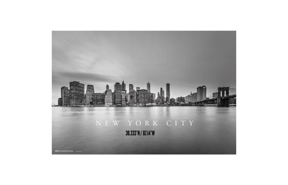 Bild på musmatta Poster New York City Skyline i färgen Grå,  mot vit bakgrund.
